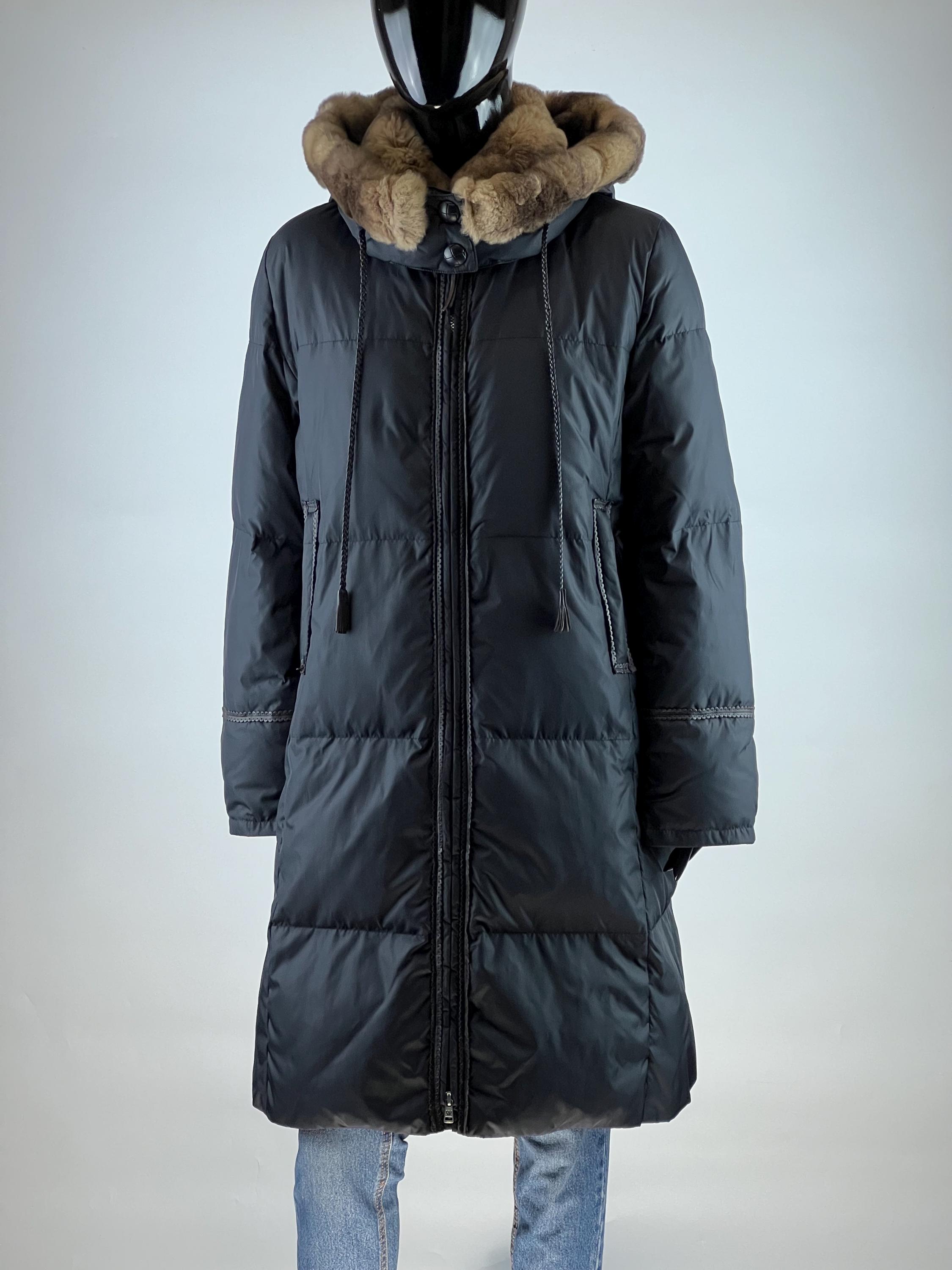Weekend Max Mara Women's Down Jacket Lapin Rex Leather Decorations