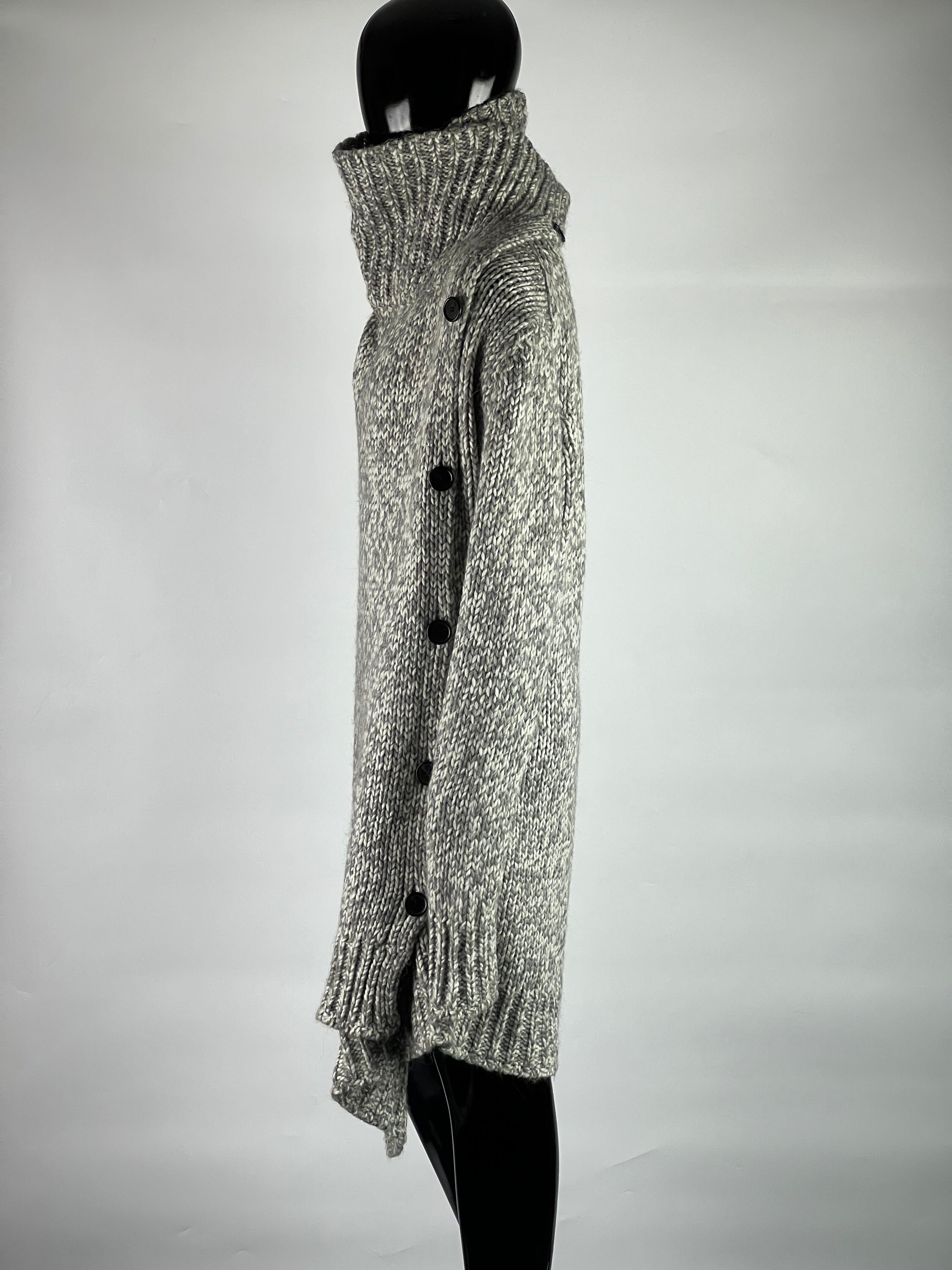 ANN DEMEULEMEESTER 2009SSアシンメトリーカーディガンXS Rare Ann Demeulemeester Women's Gray Wool Alpaca Asymmetrical