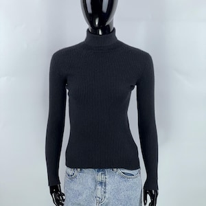 Gucci Tom Ford Era Vintage Women's Black Ribbed Cashmere