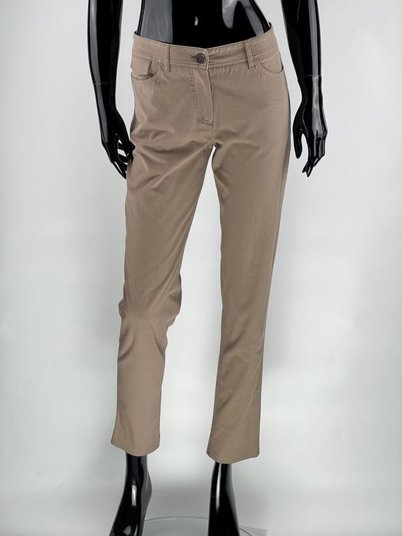 Brunello Cucinelli, Brunello Cucinelli Womens Beige Cropped Cotton Trousers Pants Size IT40 US4
