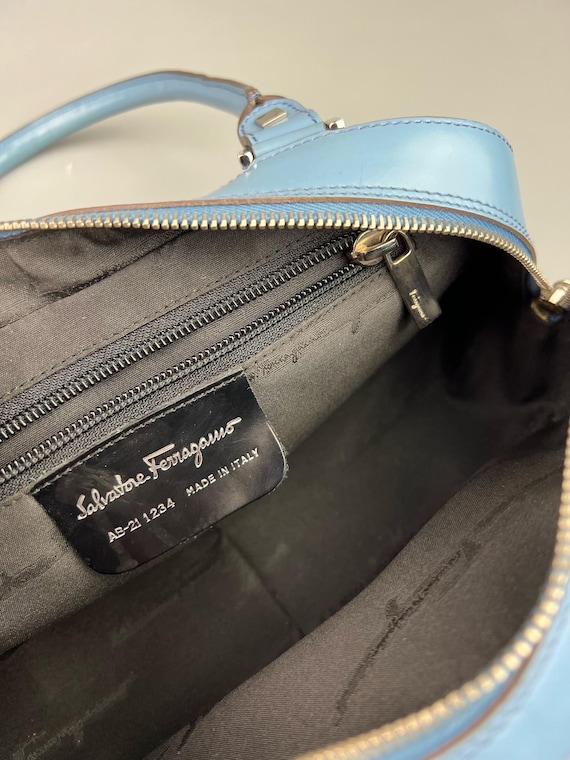 Salvatore Ferragamo Leather Shoulder Bag Blue Authentic AB-21 1234