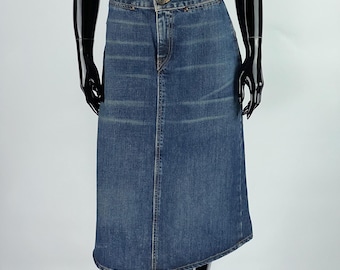 Falda midi vaquera azul vintage de Levi's, talla S, año 2000