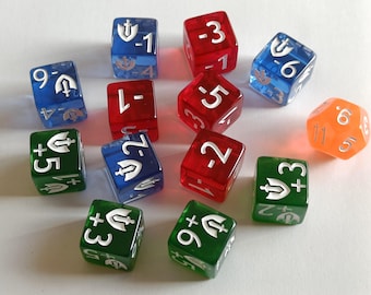 Riftbound TCG Buff/Debuff Dice Set (13 dice) – Custom Engraved Acrylic Dice (unofficial)