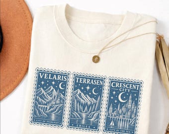 ACOTAR Book Postcard Shirt, Velaris Shirt, Terrasen Shirt, Crescent City Shirt, ACOTAR Merch, Court of Thorns Sweater
