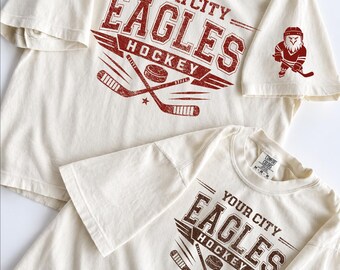Personalized Hockey Shirt, Custom Hockey Player Tee, Vintage Hockey Mom Shirt, Comfort Colors Shirt