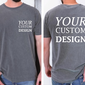 a man wearing a t - shirt that says your custom design
