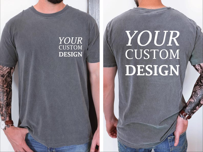 a man wearing a t - shirt that says your custom design