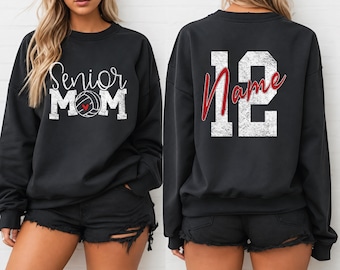 Personalized Senior Volleyball Mom Hoodie, Senior Night Sweatshirt, Custom Player Name Number, Class of 2027 Volleyball Gift