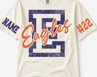 Custom Spirit Shirt, Personalized Team Tee, Custom Initial Shirt with Number & Sleeve Print, Game Day Shirt, Comfort Colors Tee