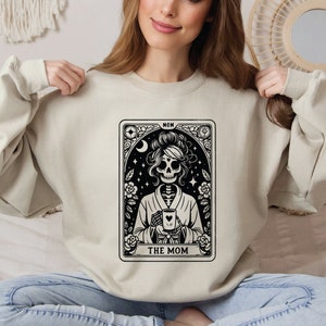The Mom Tarot Card Sweatshirt & Hoodie, Skeleton Mother Sweatshirt, Mother&#39;s Day Sweatshirt, SFS0489