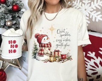 Snowman Christmas Shirt, Cozy Holiday Tee, Vintage Winter Graphic T-Shirt, Cute Christmas Gift for Women