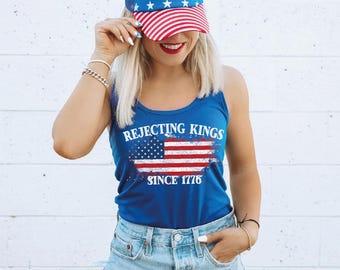 Rejecting Kings Since 1776 Top Tank Racerback and Vneck, Anti Trump Tank, No Kings in America, Pro Democracy Shirt, 4th of July, SF1031
