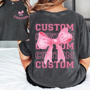 Custom Team Mascot T-shirt, Ribbon School Team Shirt, Personalized Team Mascot Bow Shirt, Coquette Bow School Spirit Shirt, Game Day, SFS706