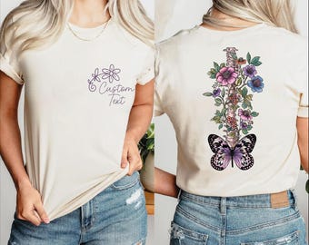 Personalized Spine Comfort Colors Shirt, Chiropractor Gift, Physical Therapy Radiology Nurse Shirt, Floral Skeleton Butterfly  Spine, SFS663