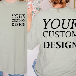 a woman wearing a t - shirt that says your custom design