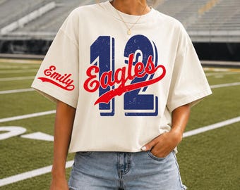 Comfort Colors Custom Number and Name Shirt, Personalized Sports Mascot Tee,Your Number College Football Game Day Gift