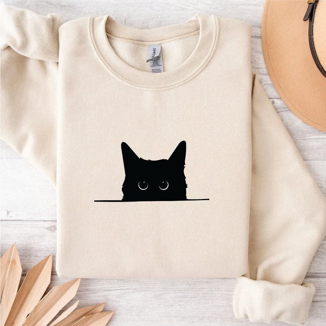 トップス ouida cat person sweat L Cat Sweatshirt Hoodie, Cute Black Cat Sweatshirt, Cat