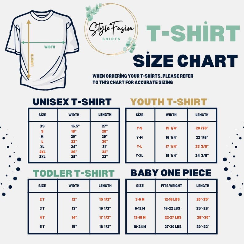 a t - shirt size chart for a child's t - shirt