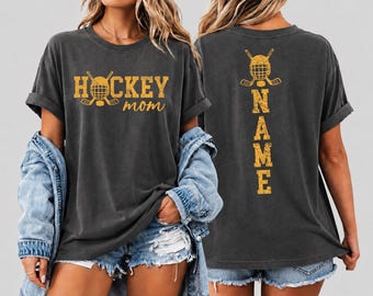 Comfort Colors Personalized Hockey Mom Tshirt, Custom Shirt, Game Day Shirt, Hockey Mom Shirt
