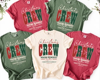 Comfort Colors® Custom Christmas Crew Shirts, Family Matching Holiday Tee, Custom Name Christmas Party Shirt, Personalized Holiday Group Tee