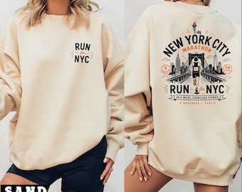 Sudadera y sudadera con capucha "Run Now Coffee Later", camiseta para correr la maratón de Nueva York, camiseta divertida para corredores que disfrutan del café, camiseta gráfica para la maratón de 26,2 millas, regalo para corredores