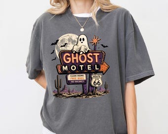 Ghost Motel Halloween Shirt, Cute Ghost Shirt, Retro Halloween Tee, Spooky Season, Route 66 Ghost Motel Graphic Tee, Fall Halloween Gift