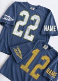 Custom Spirit Shirt, Personalized Team Tee, Custom Initial Shirt with Number & Sleeve Print, Game Day Shirt, DTG Printed Comfort Colors Tee