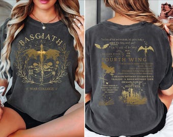 Fourth Wing tshirt, Dragon Rider tshirt, Basgiath War College Shirt, The Empyrean Series,Violet Sorrengail Fantasy Book