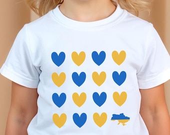 UKRAINIAN HEARTS Children's T-Shirt, Ukraine Map Youth Tee, Ukraine Gift for Kid