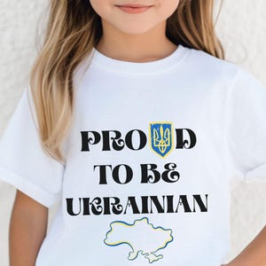 TROTSE OEKRAENSE kinder T-shirt, Oekraïens peuter-T-shirt, Oekraïne kaart Kid T-shirt, Tryzub jeugd-T-shirt, Oekraïens jongensmeisje cadeau, Oekraïne cadeau