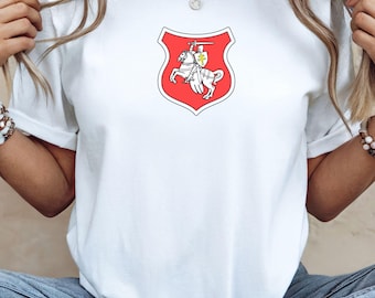 PAHONIA  Historic Coat of Arms T-Shirt: Belarusian Patriotic Tee, Пагоня Jersey, Free Belarus Gift