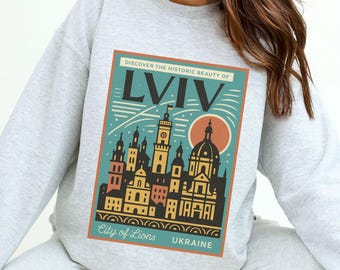 LVIV UKRAINE Sweatshirt, Ukrainian Sweater, City of Lions Crewneck, Support Ukraine Gift