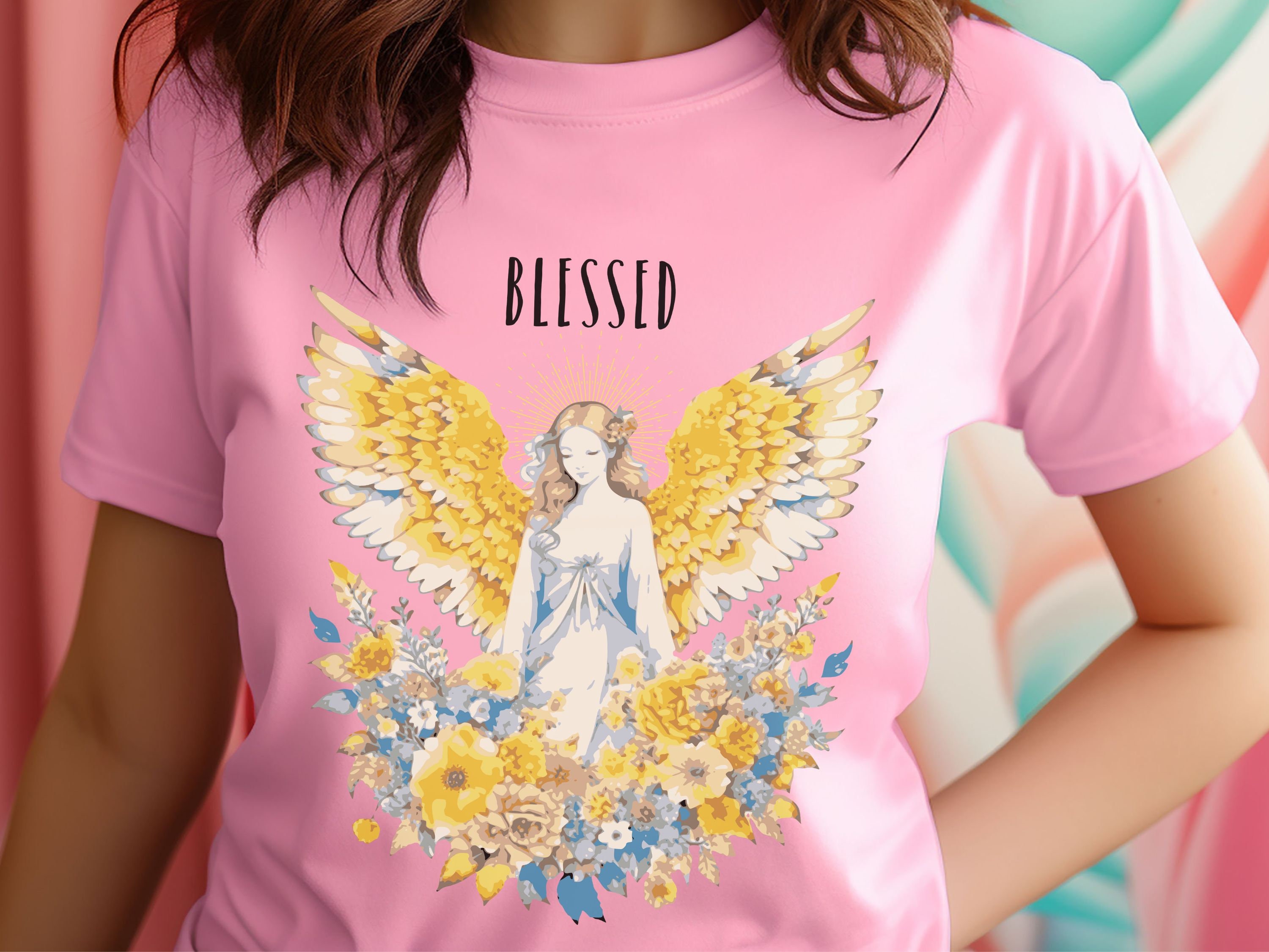 BLESSED ANGEL Tシャツ、宗教Tシャツ、クリスチャンギフト - Etsy 日本, image size:3000x2250