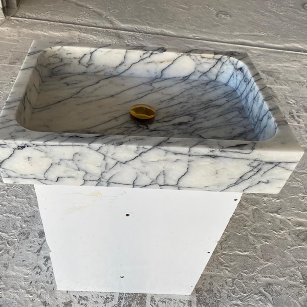 Lilac Marble Sink, Wall Mounted Sink, Custom Order Sink, Farmhouse Sink, Powder Room Sink, Hand Carved Sink, Rectangular Sink