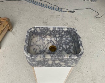 Calacatta Viola Marble Wall Mount Sink: Custom Vanity Top