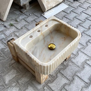 Calacatta Viola Gold Marble Sink, Wall Mounted Sink, Bathroom Sink, Marble Vessel Sink, Bathroom Sink, Kitchen Tool, Powder Room Marble Sink