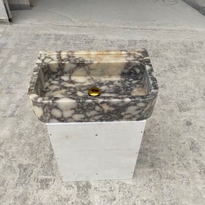 Ready to ship,Calacatta Viola Marble Sink,Grey sink, Special Order Sink, Marble Sink Countertop, Marble Large Sink, Wall Sink, Bathroom Sink
