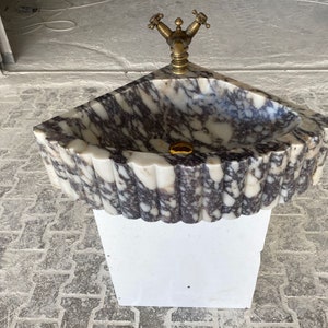 Calacatta Viola Marble Wall Mounted Sink: Triangle Vanity