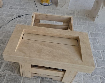 Handmade Travertine Rectangular Sink: Natural Stone, Concealed Drain