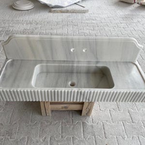 Weißer Carrara Backsplash Marmor Waschbecken, Marmor Waschbecken, Badezimmer Marmor Waschbecken, Aufsatzwaschbecken, Wand Waschbecken