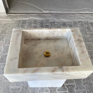 Calacatta Viola Marble Sink, Wall Mount Marble Sink, Marble Bathroom Sink, Powder Room Sink, Custom Vanity Top, Natural Stone Sink,