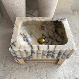 Calacatta Viola Marble Sink , Marble Sink, Custom Order Marble Sink, Hand Carved Marble Sink, Wall Mount Sink