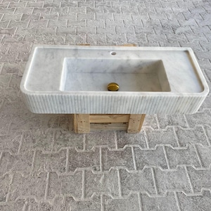 White carrara backsplash marble sink ,marble Wash basin,bathroom Marble wash basin ,countertop sink,wall mounted Marble sink,