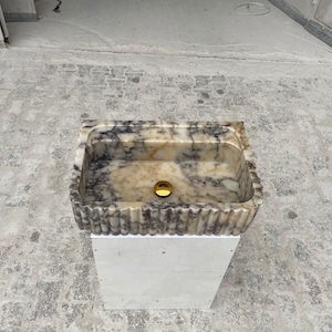 Ready to Ship! ,Calacatta Viola Sink, Wall Mounted Sink, Bathroom Sink, Special Order Sink, Handmade Sink, Vessel Sink