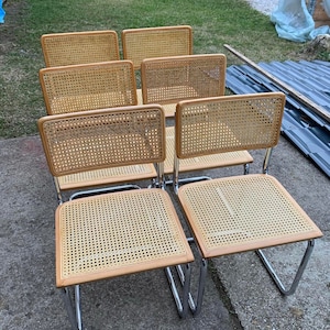 6 Mid-Century Modern Italian Marcel Breuer B32 Cesca Chairs