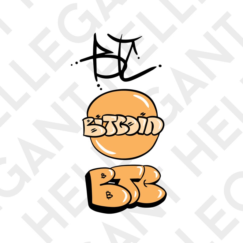 3-pack BTC Bitcoin Vector Crypto Logo Text Graffiti Art Saying Quote ...