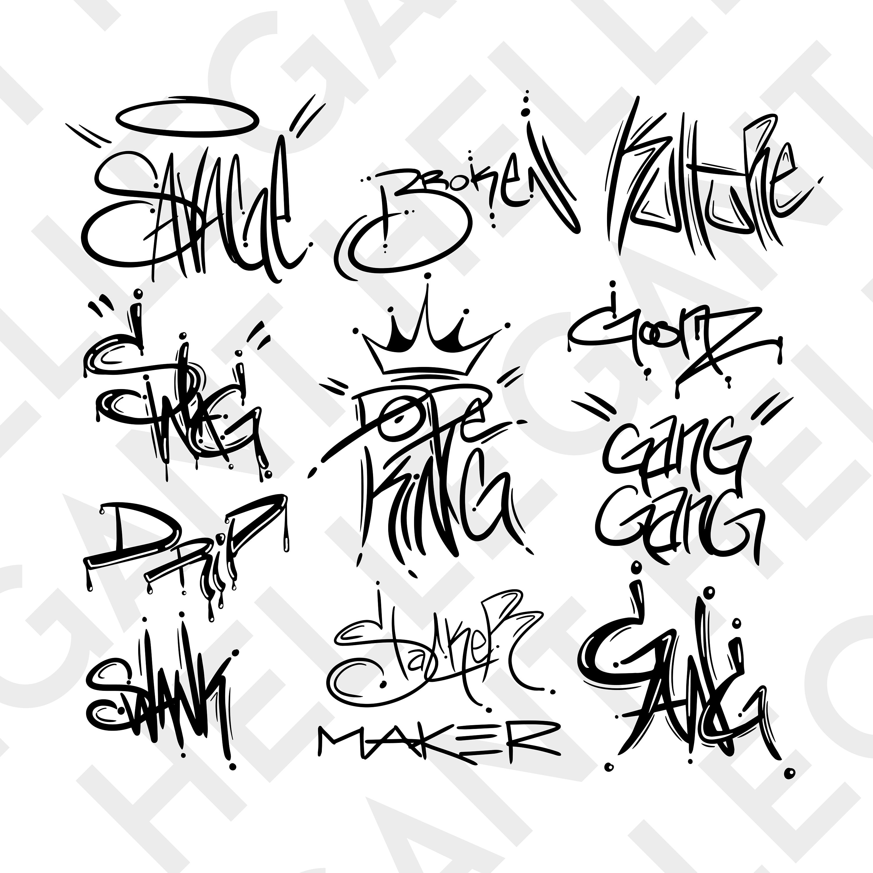 12-pack Inked Ink Graffiti Vector Logo Icons Text Graffiti