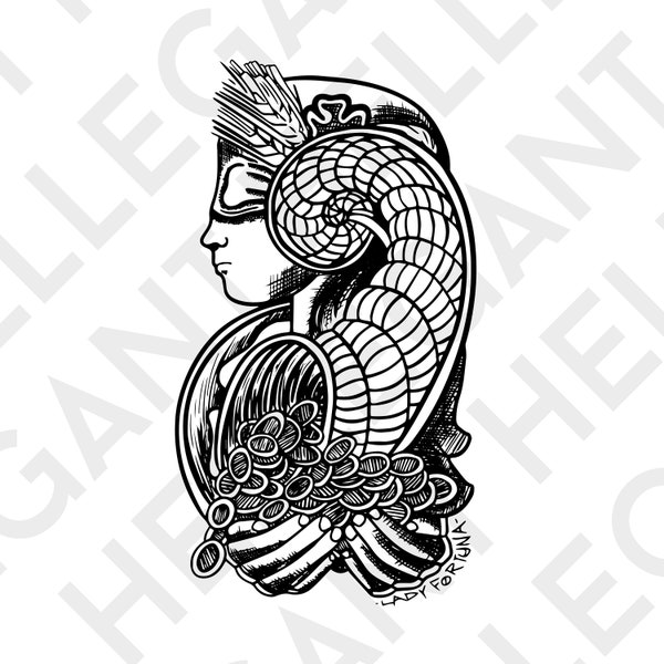 Lady Fortuna Goddess of Fortune / Blind Luck Graphic SVG, PNG,  EPS for Circuit Printing, t -Shirt Designs, Print Graphics cnc stickers etc.