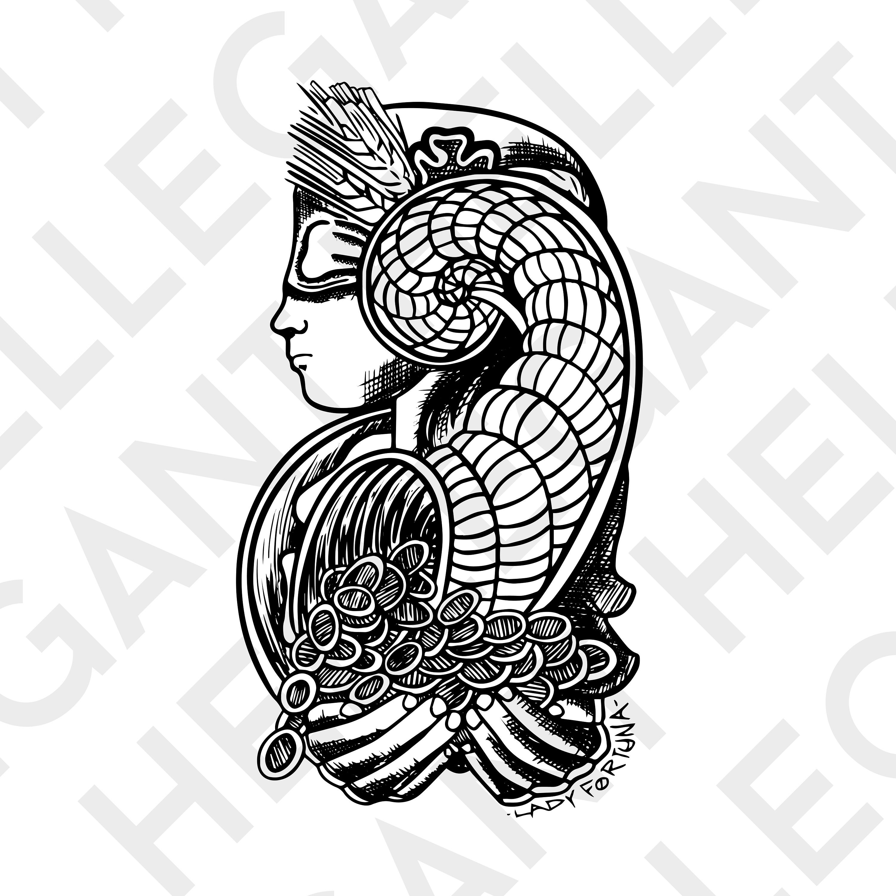Lady Fortuna Goddess of Fortune / Blind Luck Graphic SVG, PNG, EPS for