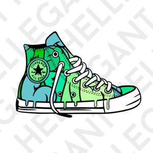 Graffiti Style Converse All Star Sneaker Shoe with Drips Colorful Graphic Art SVG - PNG -  EPS Stickers, Stencils, Circuit, Shirts, Print,